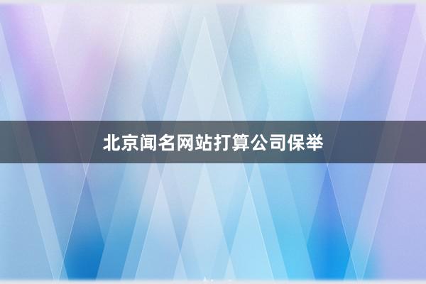 北京闻名网站打算公司保举